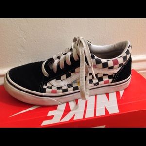 old skool checker board party multicolor vans